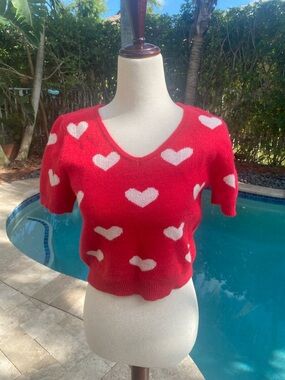 Altar'd State Red and White Knit Sweater